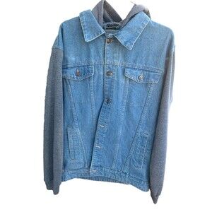 Men's Collared Denim Jean Jacket Sweatshirt sleeves Retro size large